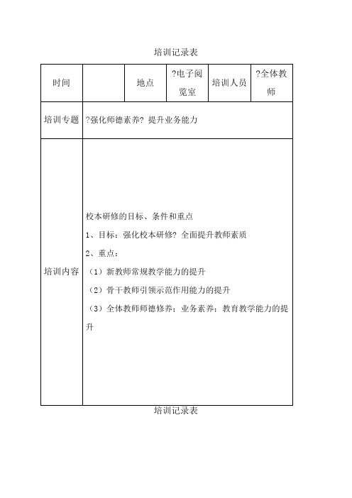 骨干教师培训记录表