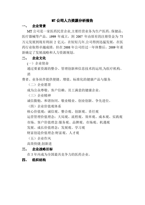 00--MT公司人力资源分析报告