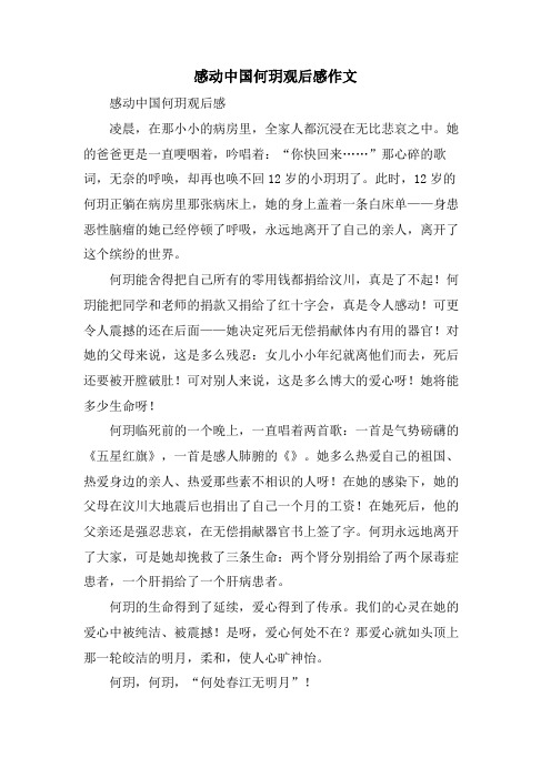 感动中国何玥观后感作文