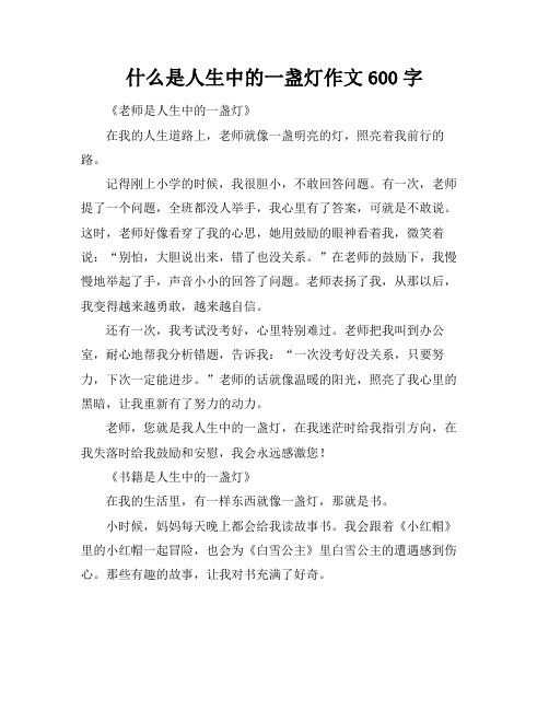 什么是人生中的一盏灯作文600字