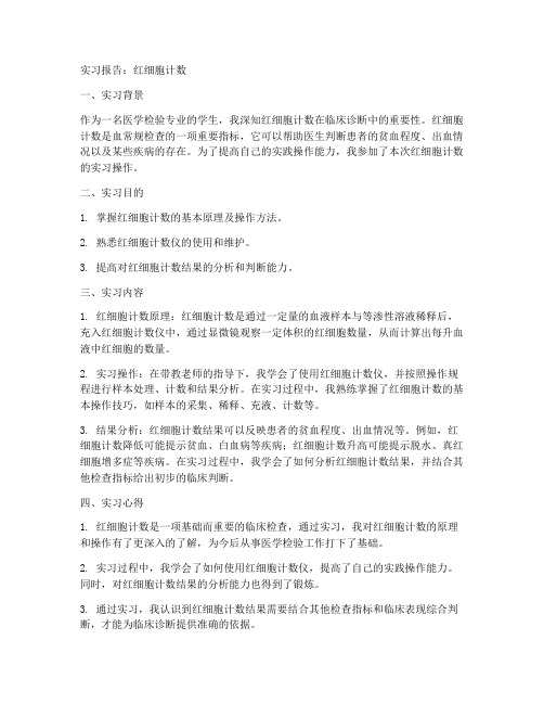 临检红细胞计数实习报告