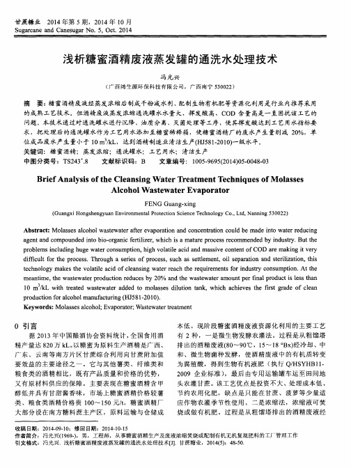 浅析糖蜜酒精废液蒸发罐的通洗水处理技术
