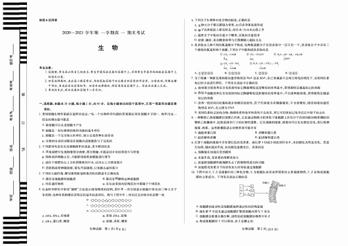 安徽省合肥市第六中学2020-2021学年高一上学期期末考试生物试卷含答案