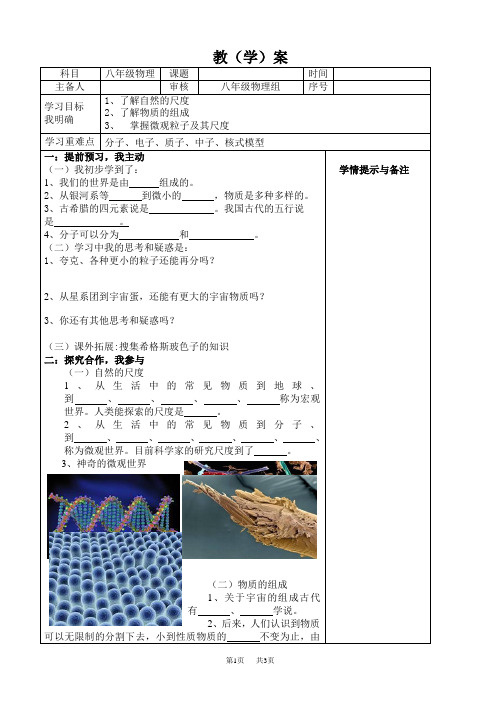 初中物理 11.1《走进微观》word学案