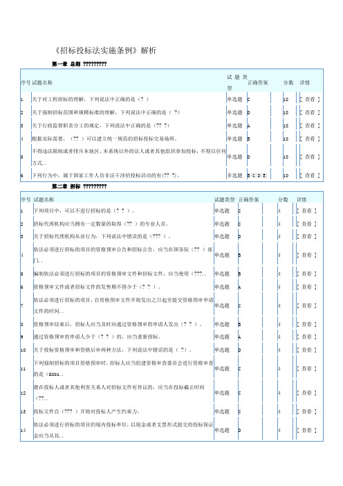 招标师继续教育答案《招标投标法实施条例》解析和《标准设计施工总承包招标文件》解读