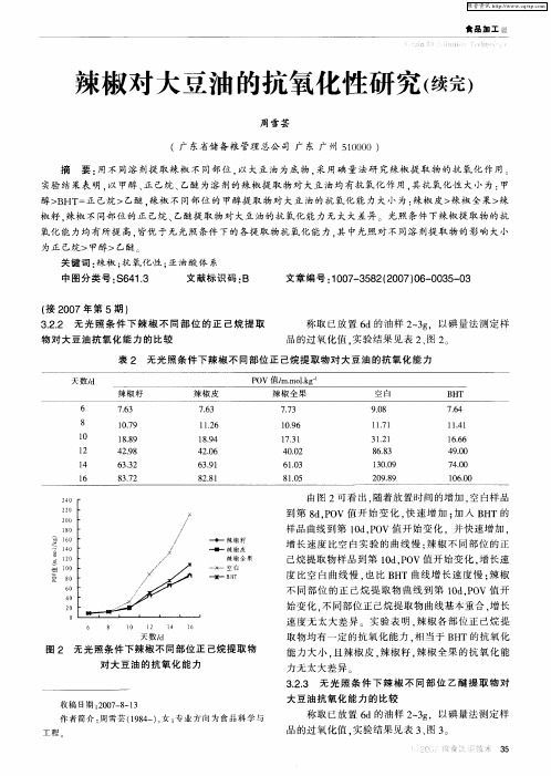 辣椒对大豆油的抗氧化性研究(续完)