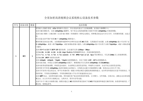 全省加密高清视频会议系统核心设备技术参数