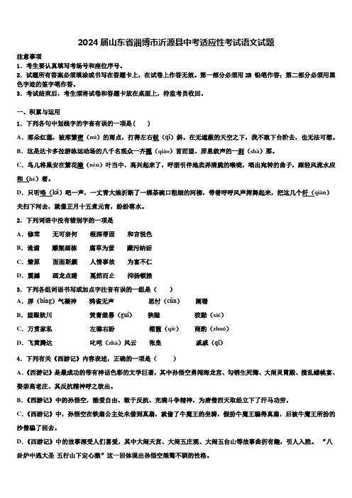 2024届山东省淄博市沂源县中考适应性考试语文试题含解析