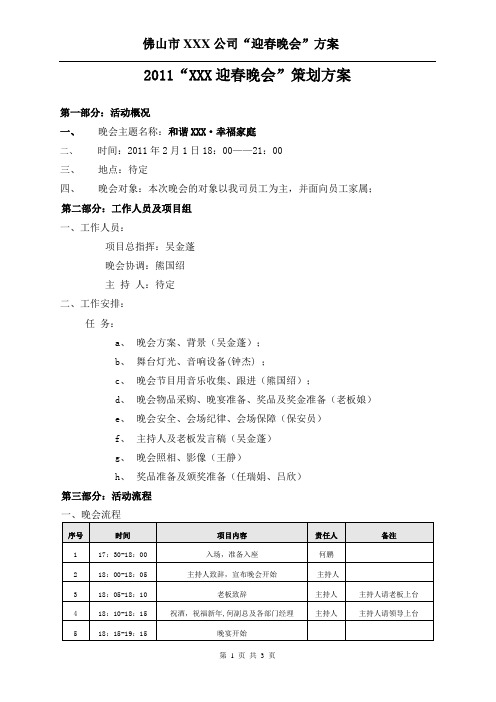 2011迎春晚会策划案