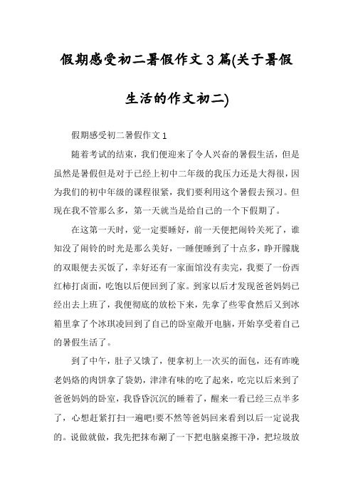 假期感受初二暑假作文3篇