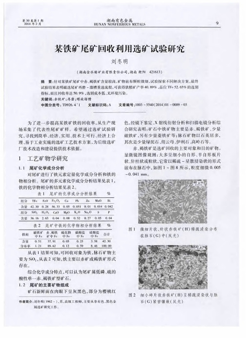 某铁矿尾矿回收利用选矿试验研究