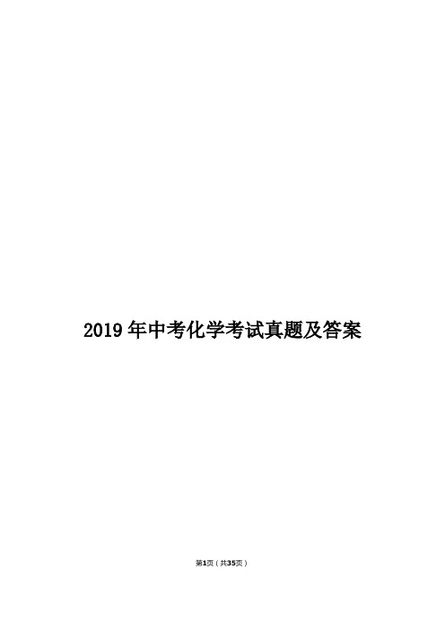 2019年中考化学考试真题及答案