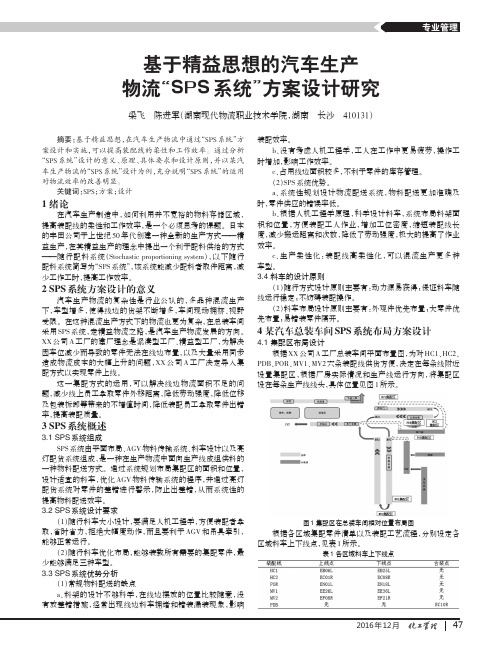 基于精益思想的汽车生产物流“SPS系统”方案设计研究