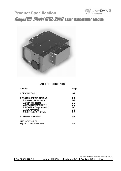 Laserdyne Pty Ltd RangePRO Model HPCL-20KO 激光测距模块说