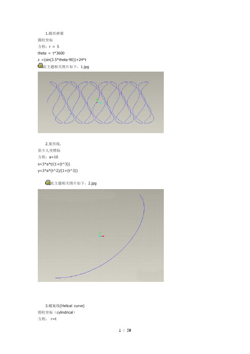 各种常见曲线的笛卡儿方程式总结