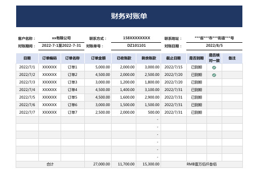 财务对账单