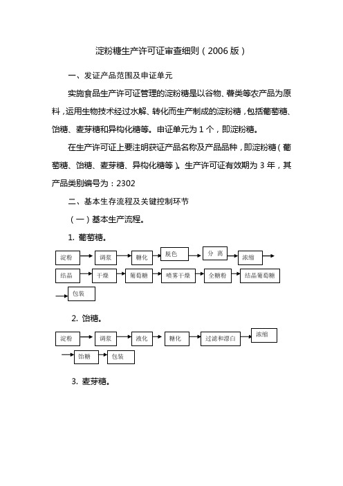 淀粉糖生产许可证审查细则(2006版)