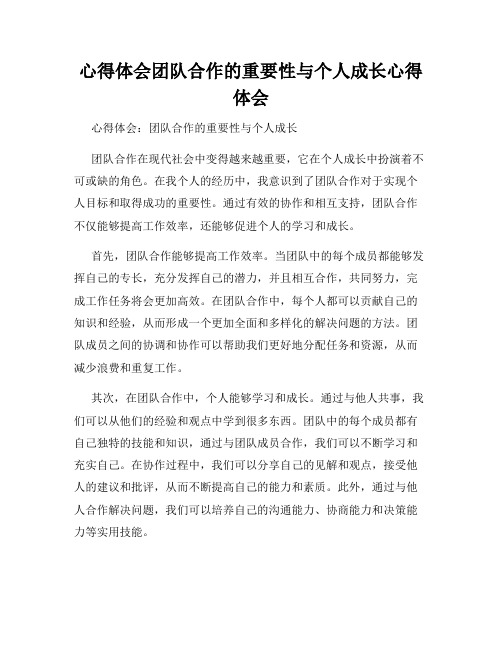 心得体会团队合作的重要性与个人成长心得体会