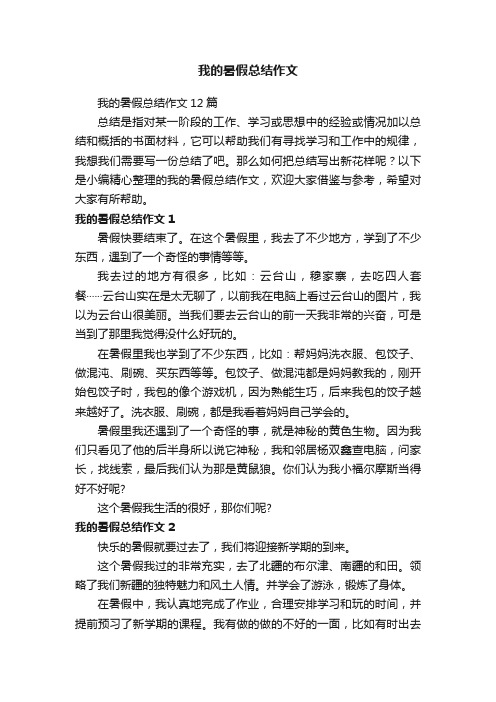 我的暑假总结作文12篇