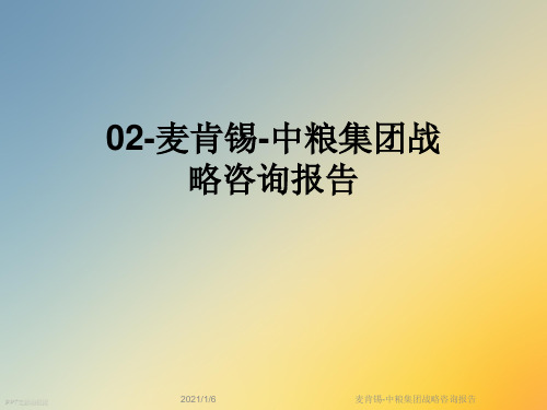 麦肯锡-中粮集团战略咨询报告
