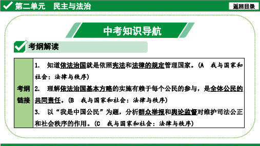 2020安徽中考试题精讲本道德与法治第二单元  民主与法治