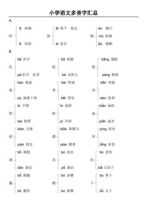 小学语文多音字汇总