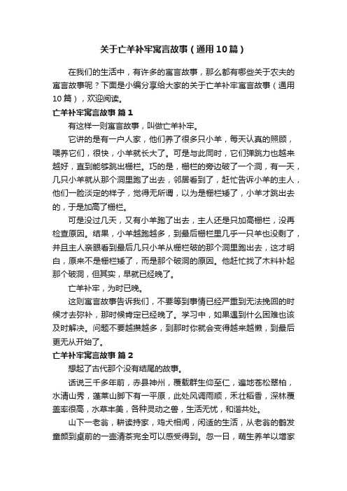 关于亡羊补牢寓言故事（通用10篇）