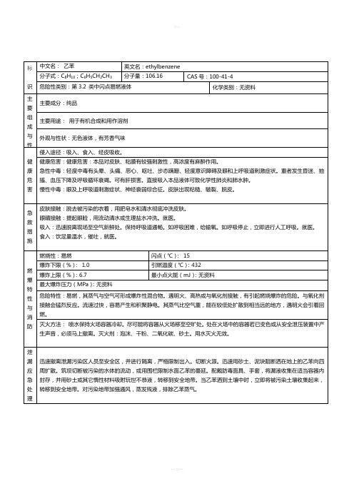 MSDS-乙苯