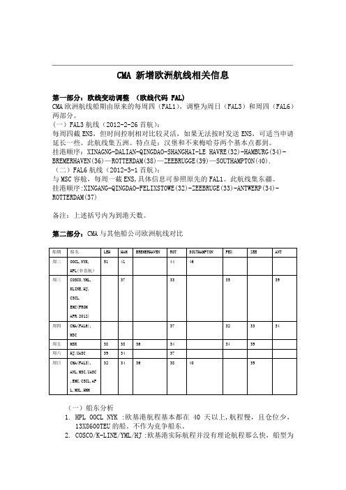 CMA新增欧洲航线相关信息