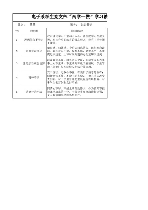 电子系学生党支部“两学一做”学习教育问题整改清单