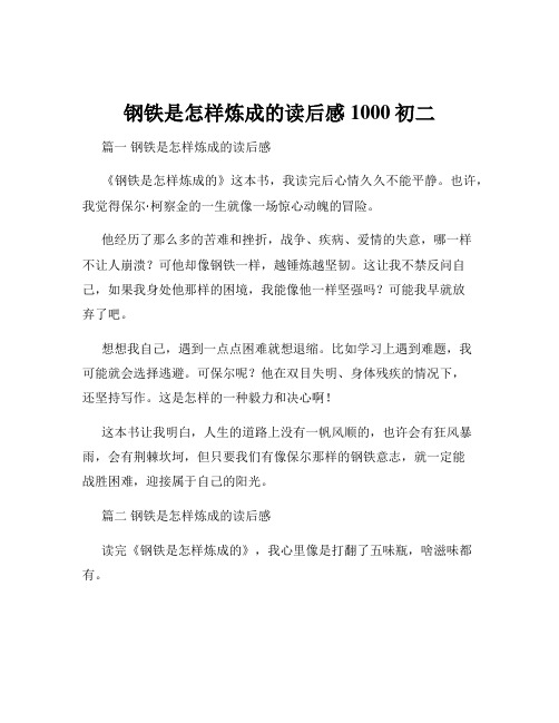 钢铁是怎样炼成的读后感1000初二