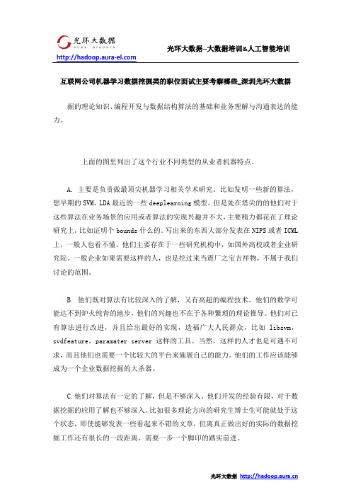 互联网公司机器学习数据挖掘类的职位面试主要考察哪些_深圳光环大数据