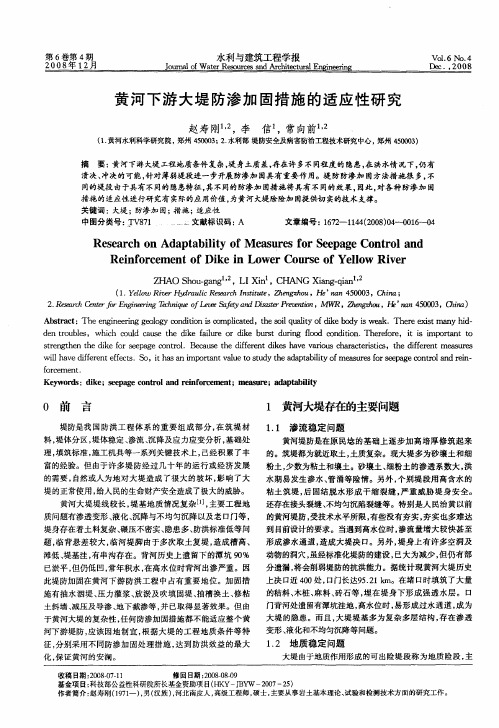 黄河下游大堤防渗加固措施的适应性研究