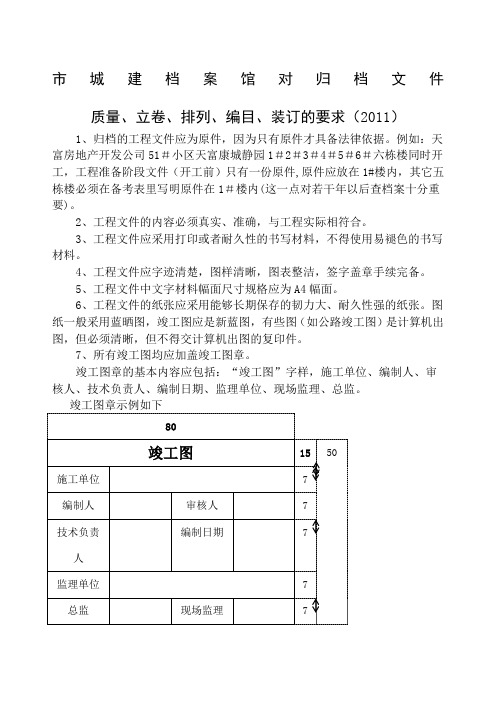 档案馆归档整理立卷、装订要求