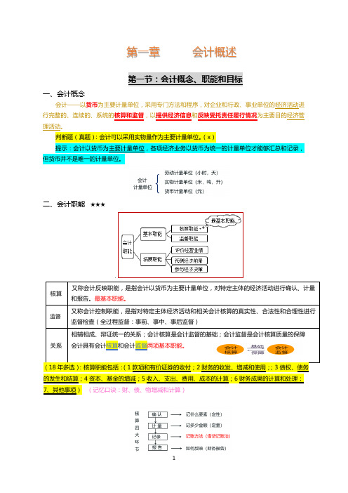 2020初级实务-第1章-会计概述 (重点讲义+核心考题+彩色笔记)