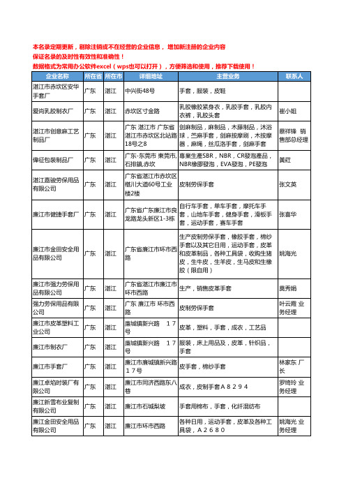 2020新版广东省湛江手套工商企业公司名录名单黄页大全112家