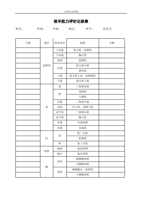 徒手肌力评价记录表