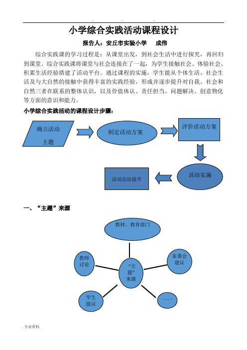 小学综合实践活动课程设计报告书