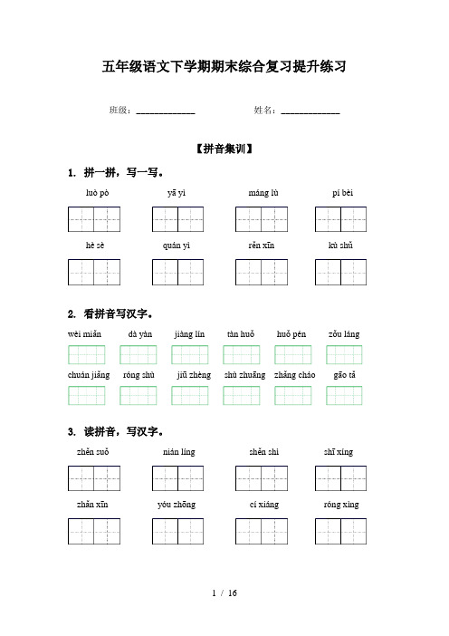 五年级语文下学期期末综合复习提升练习