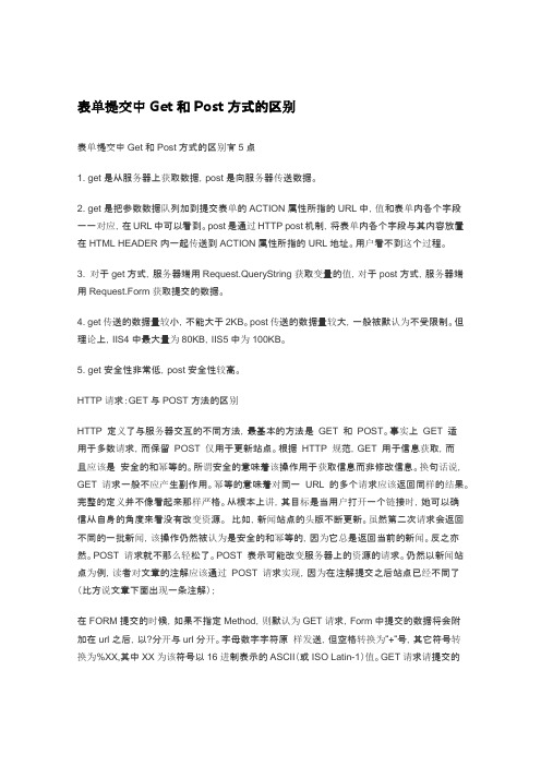 表单提交中Get和Post方式的区别