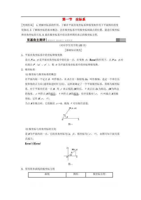 2019年高考数学一轮复习学案+训练+课件(北师大版文科)： 坐标系与参数方程 第1节 坐标系学案 文 北师大版