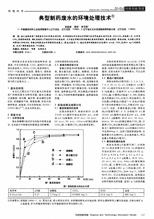 典型制药废水的环境处理技术