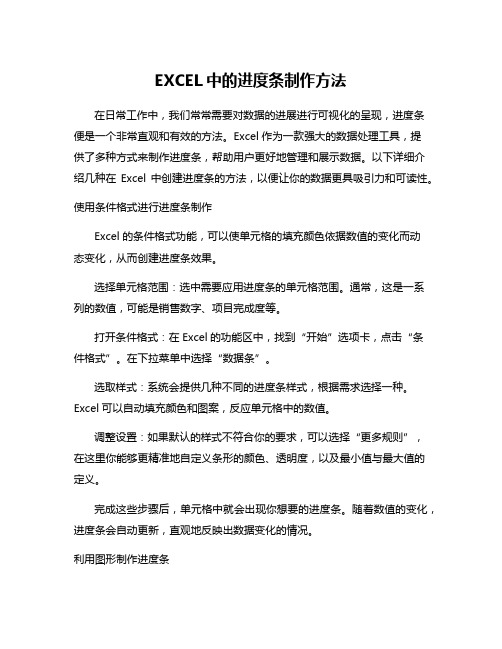 EXCEL中的进度条制作方法