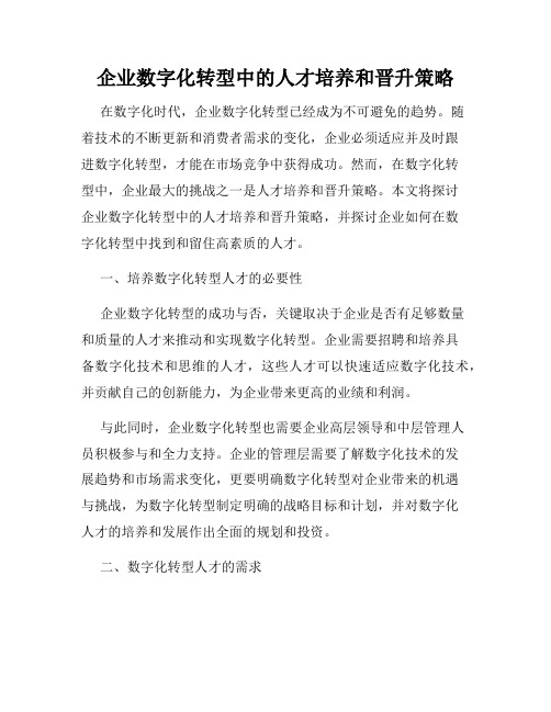 企业数字化转型中的人才培养和晋升策略