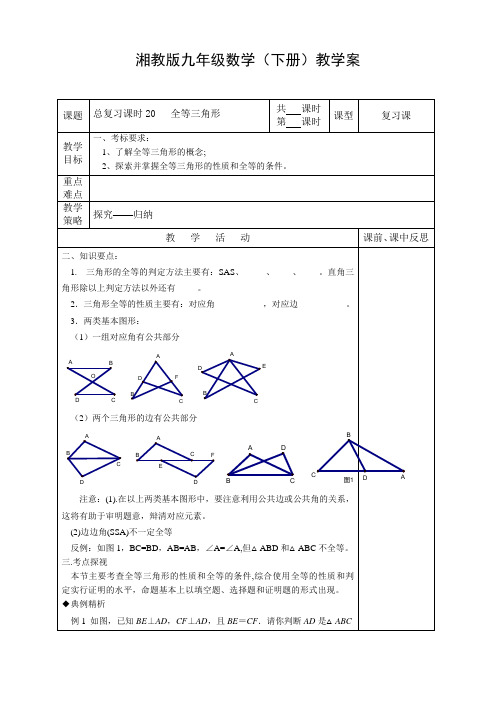 湘教版九年级数学(下册)教学案