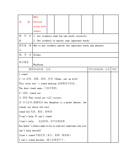 高中英语 Unit1《Getting along with others》教案(3) 译林牛津版必修5