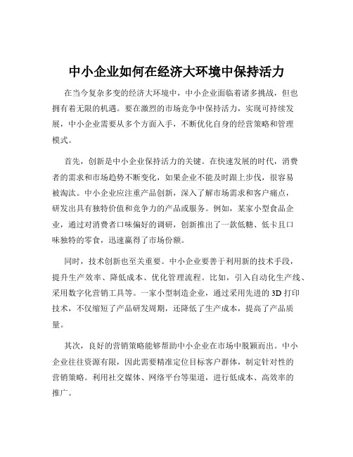 中小企业如何在经济大环境中保持活力