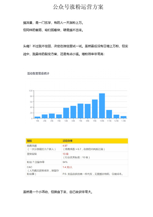 公众号裂变涨粉运营方案