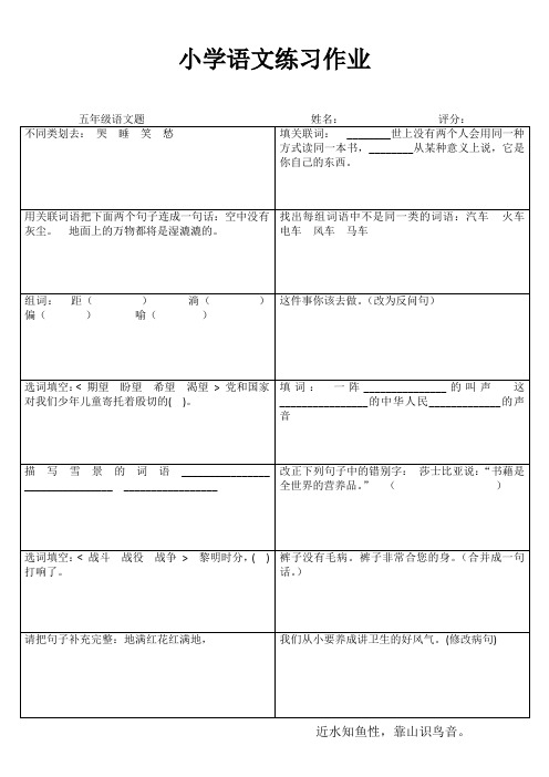 小学五年级语文课堂练习 (8)