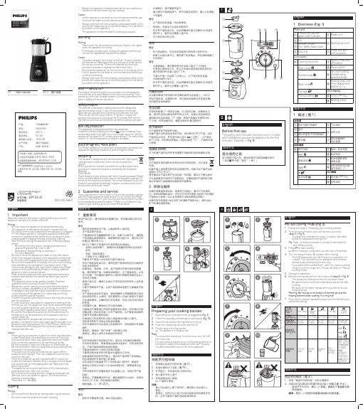 飞利浦搅拌机 HR2099用户手册说明书